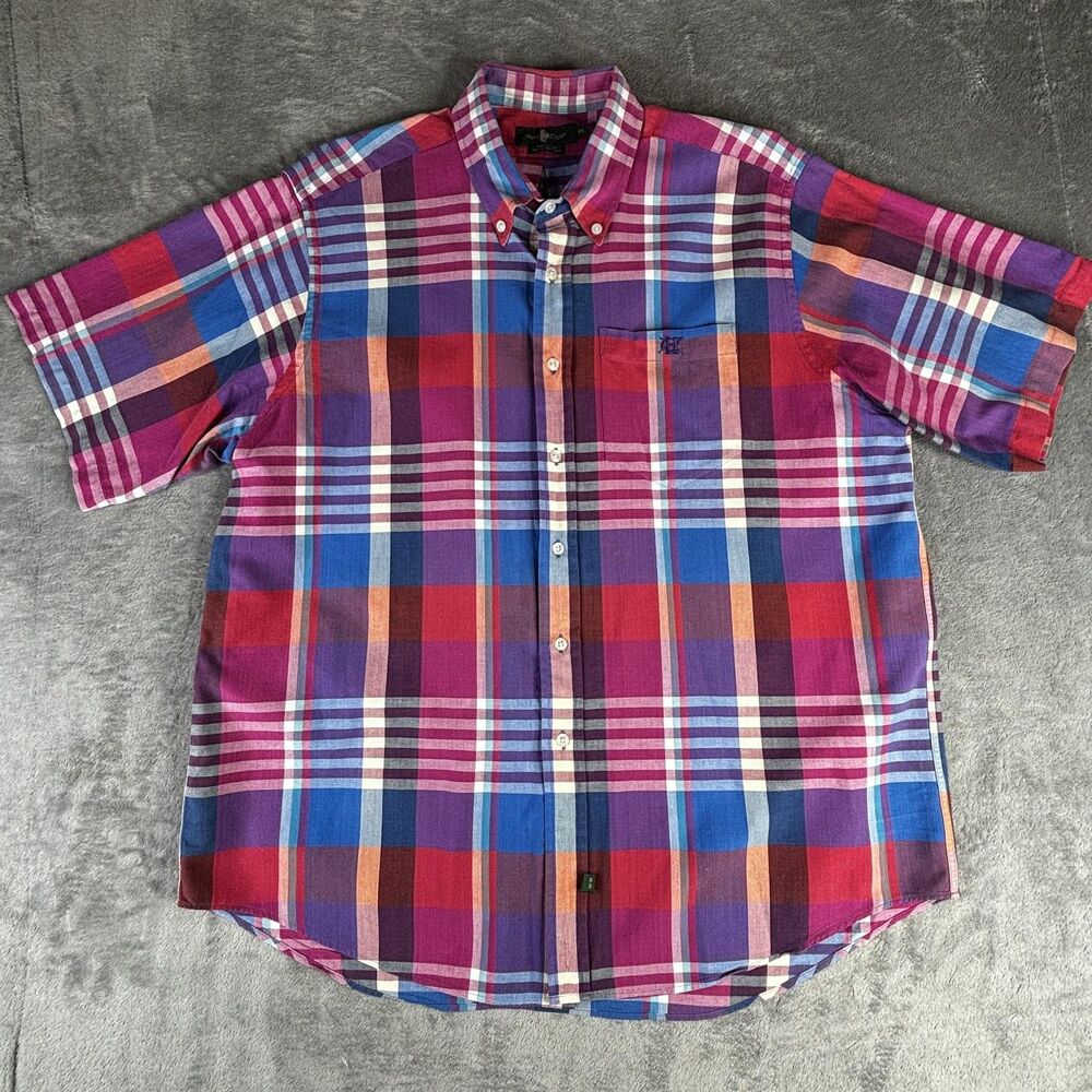 Hunt Club Shirt Mens‎ XL Multicolor Plaid Short Sleeve Button Down Pocket Cotton